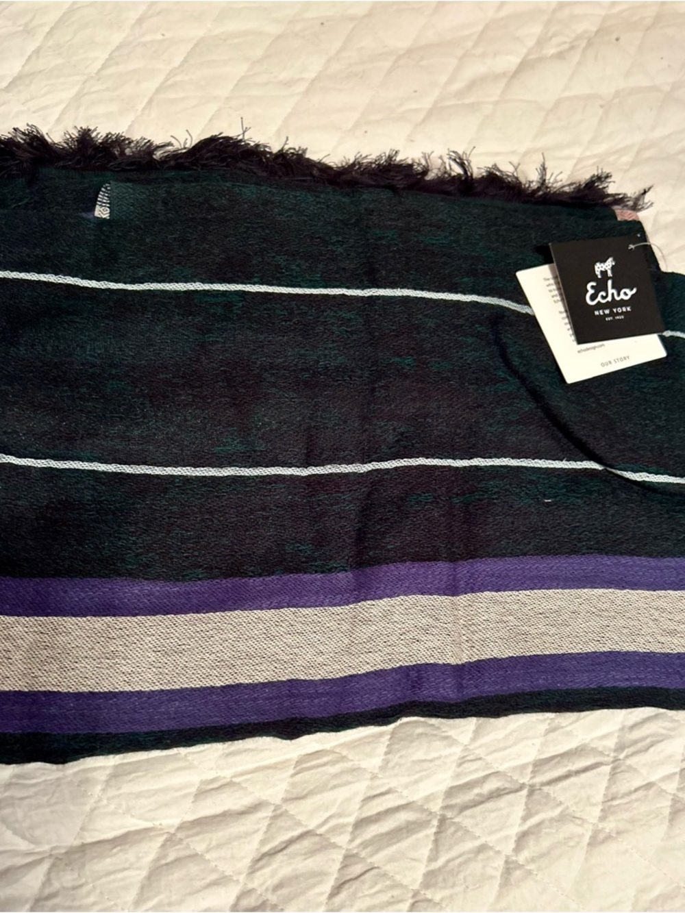 Echo Green Striped Scarf